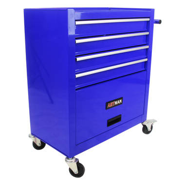 Blue rolling store tool box